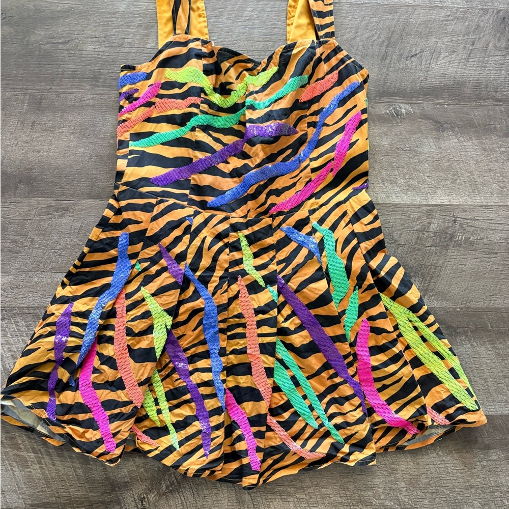 QUEEN OF SPARKLES Multicolor Zebra Print Dress *M*